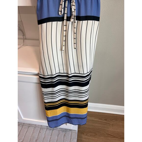 Amissima Striped Ruffle Maxi Dress Multicolor Sleeveless Drawstring Waist Sz 14 - Picture 5 of 8